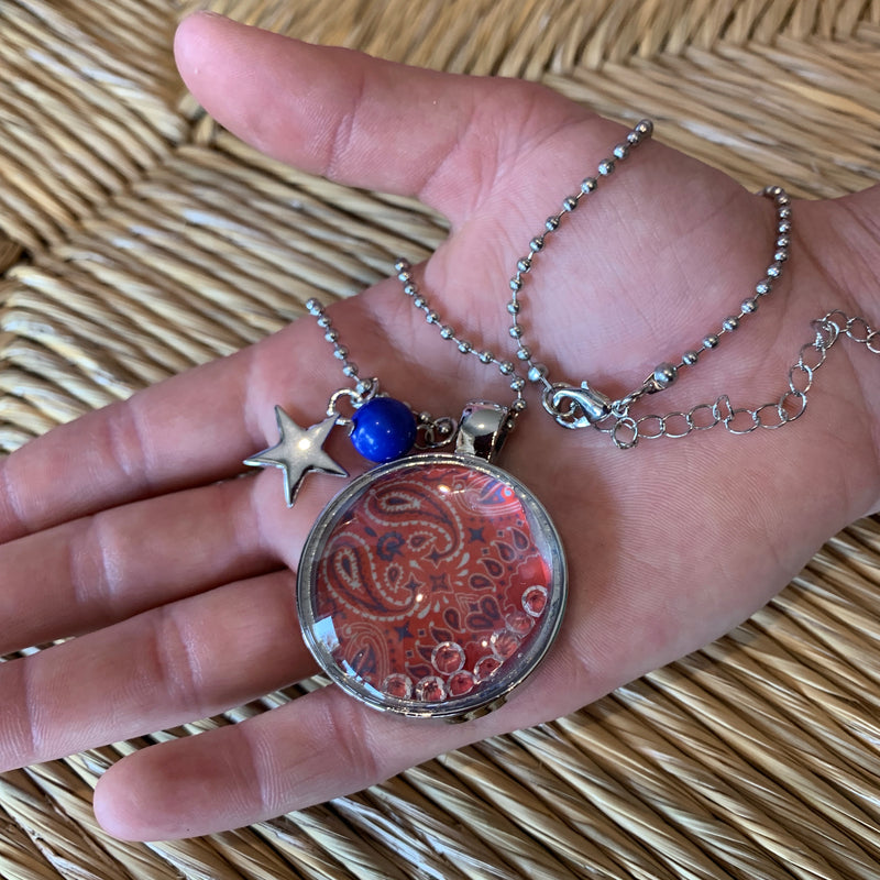 Red Bandana Shaker Pendant with Charms