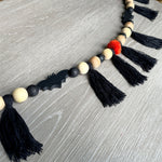 Wood Beads and Tassels Halloween Garland 6ft