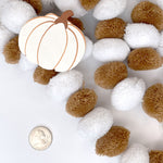 Brown & White Poms with Pumpkin Beads Garland 6ft