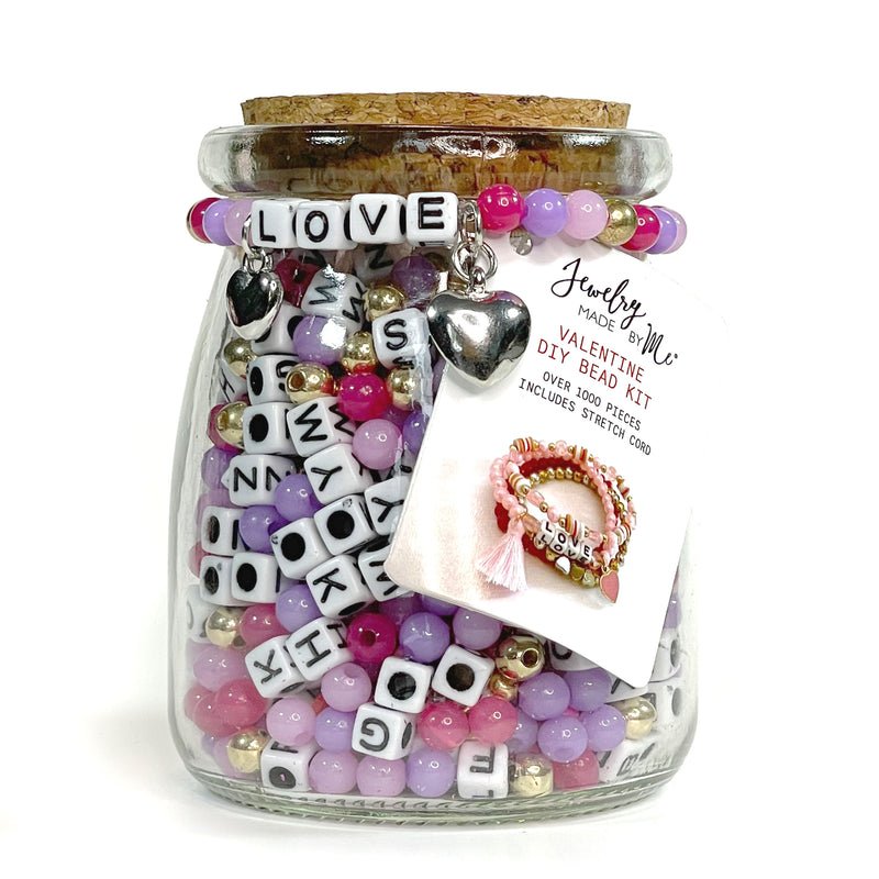 Purple Pink Valentine LOVE Jar DIY Bead Kit