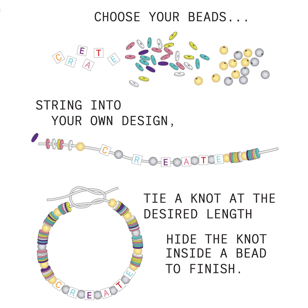 Colorful CREATE Jar DIY Bead Kit