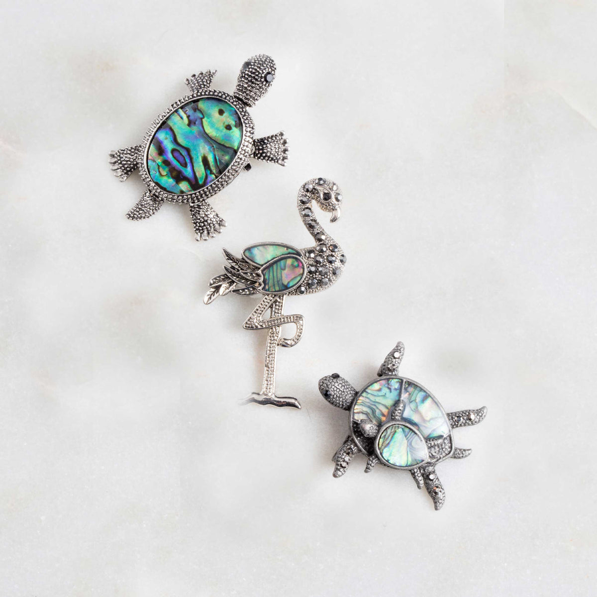 Abalone Shell Vintage Flamingo Brooch
